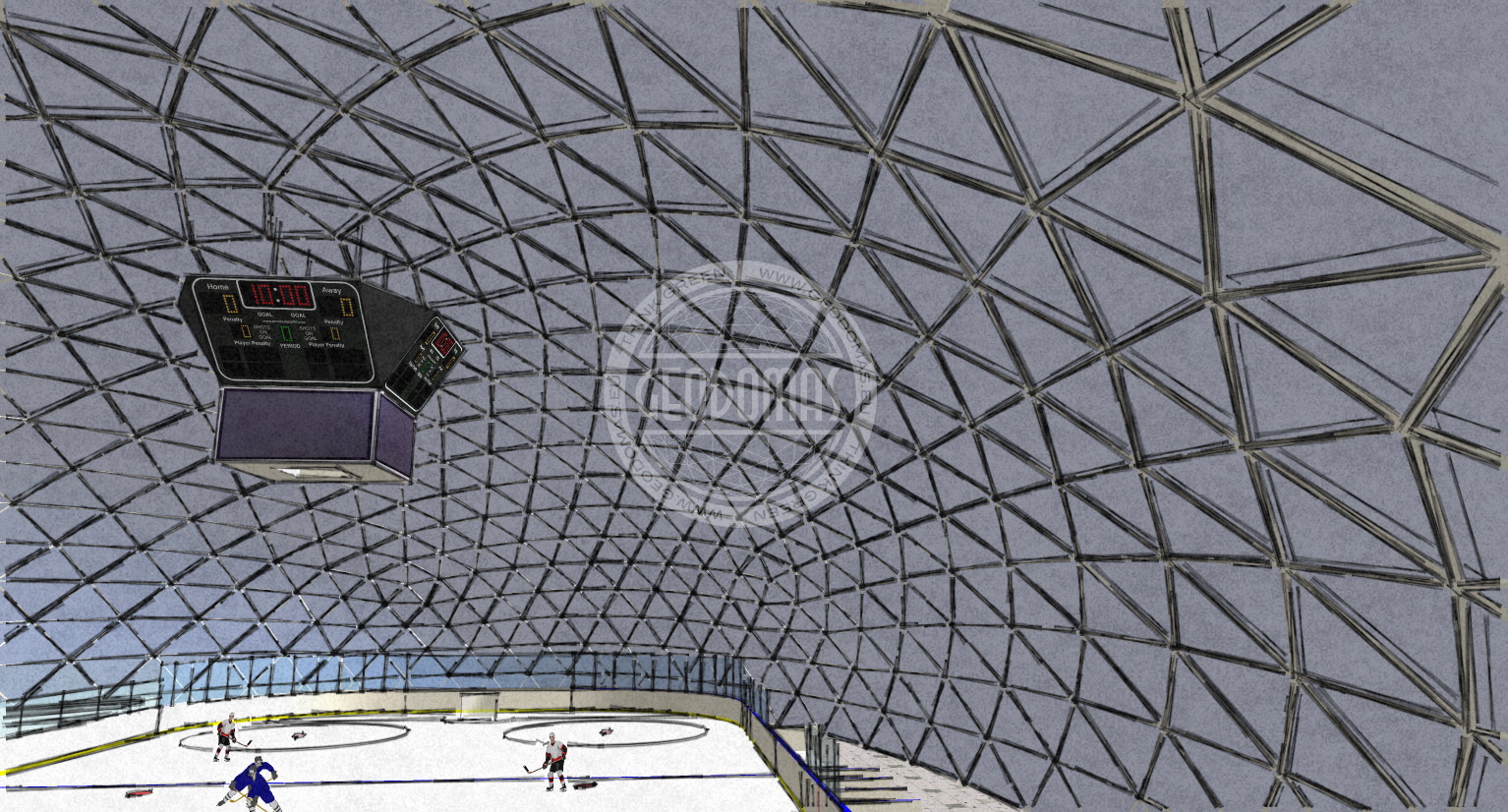 1215m2 Kupolas Čiuožyklai 45x27x10,7m