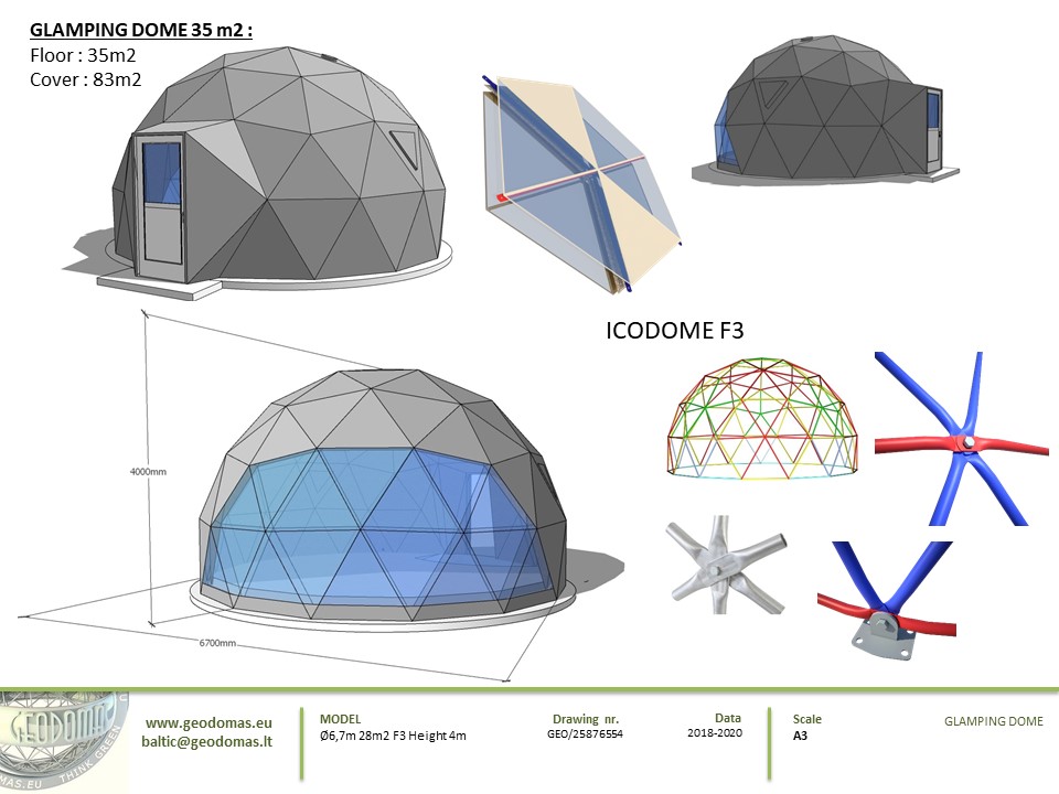 35m² Glamp Royal poilsiavietė Ø6,7m x 4kompl Kupolai | Zakopanė, Lenkija