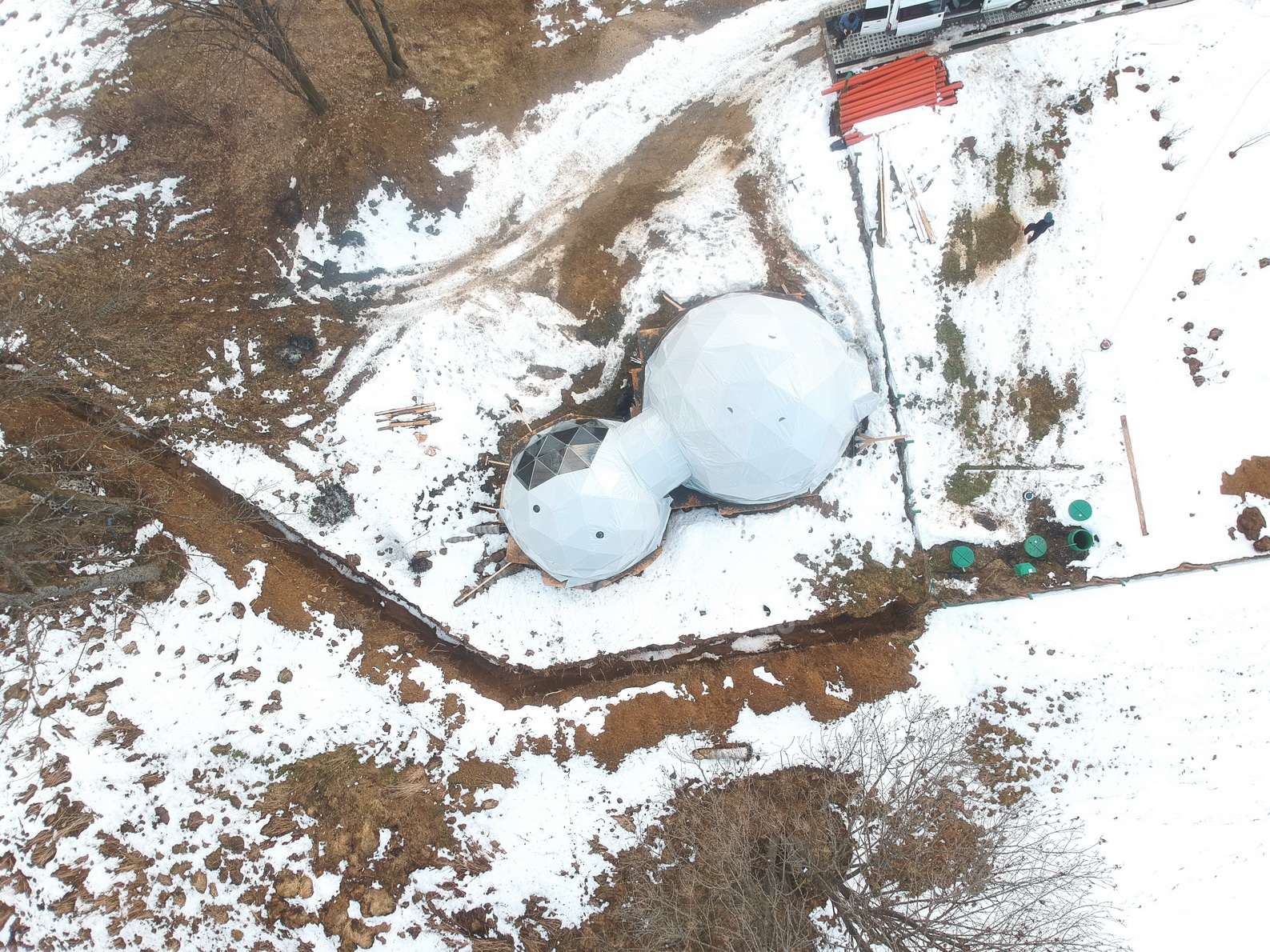 35m²+20m² Glamping SPA Kupolai Ø6,7m & Ø5m | Zakopanė, Lenkija