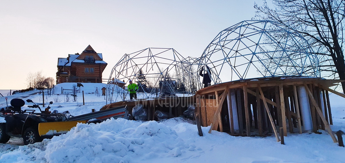 35m²+20m² Glamping SPA Kupolai Ø6,7m & Ø5m | Zakopanė, Lenkija