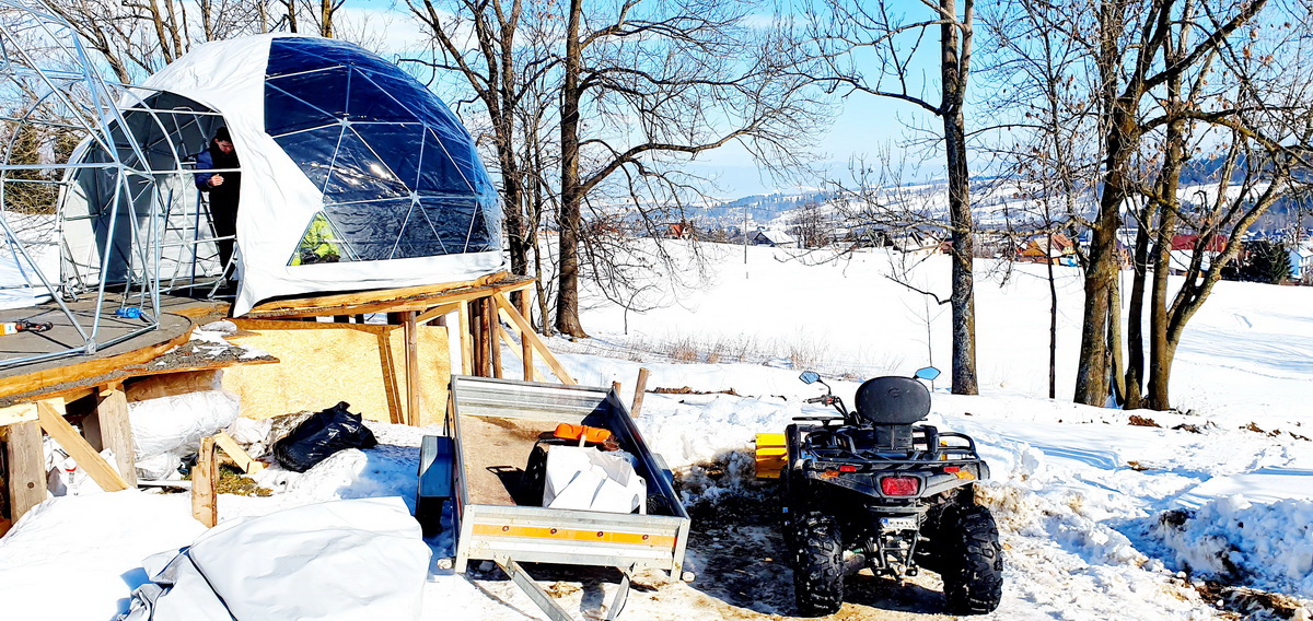 35m²+20m² Glamping SPA Kupolai Ø6,7m & Ø5m | Zakopanė, Lenkija