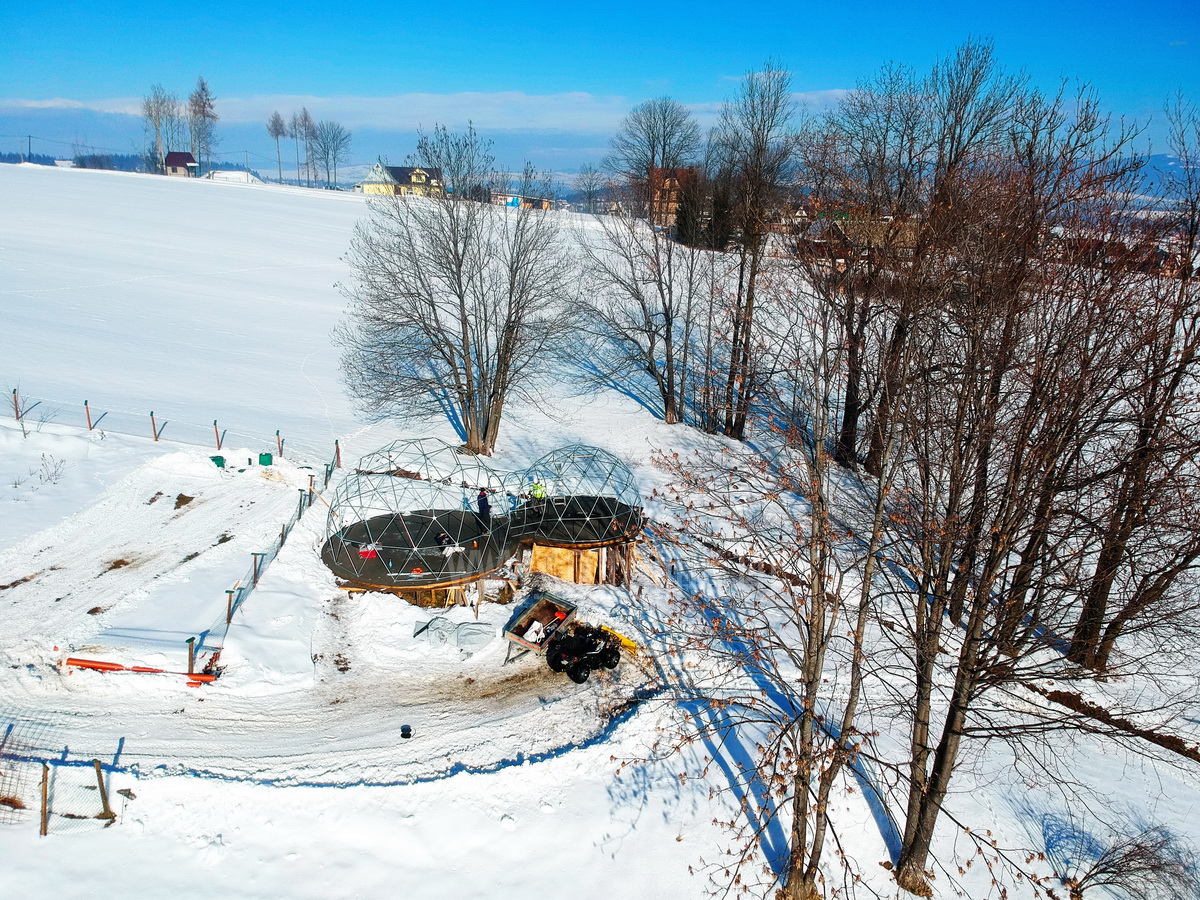 35m²+20m² Glamping SPA Kupolai Ø6,7m & Ø5m | Zakopanė, Lenkija