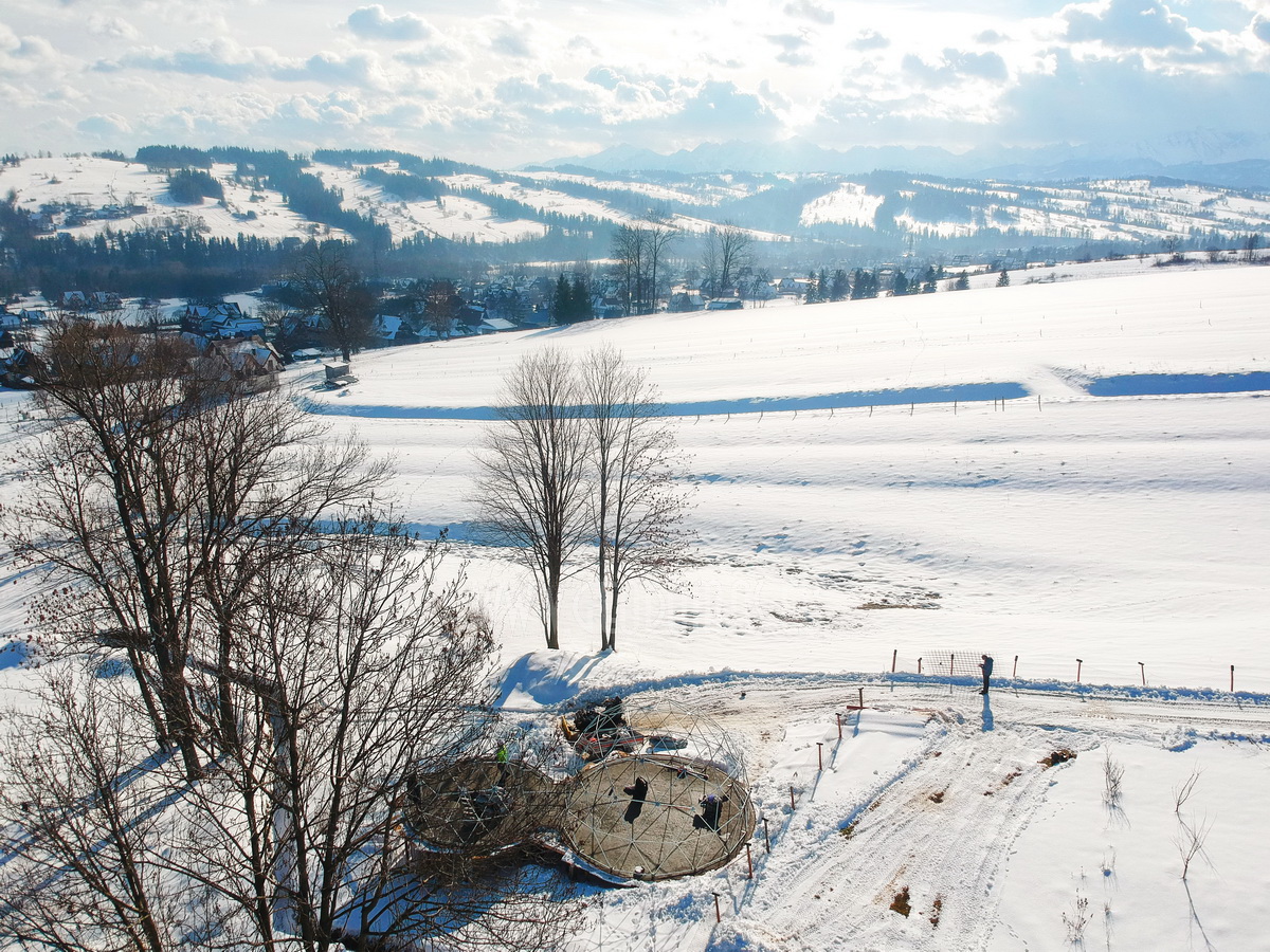 35m²+20m² Glamping SPA Kupolai Ø6,7m & Ø5m | Zakopanė, Lenkija
