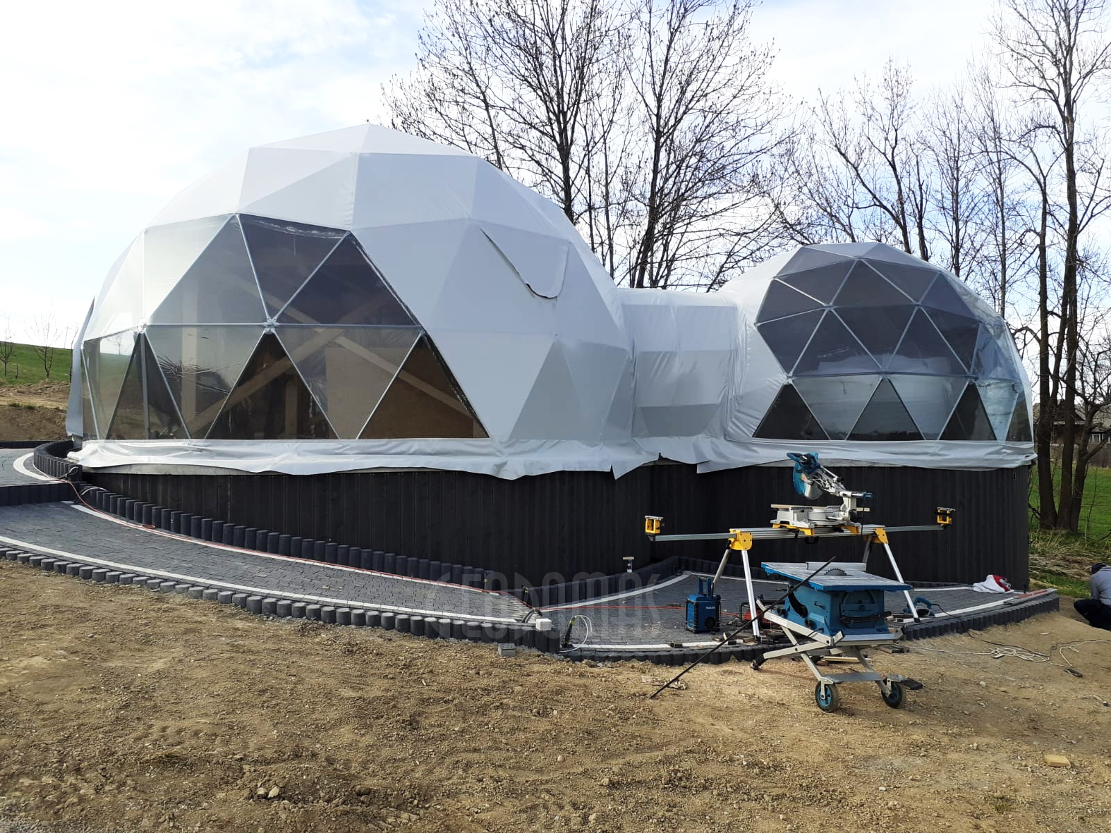 35m²+20m² Glamping SPA Kupolai Ø6,7m & Ø5m | Zakopanė, Lenkija