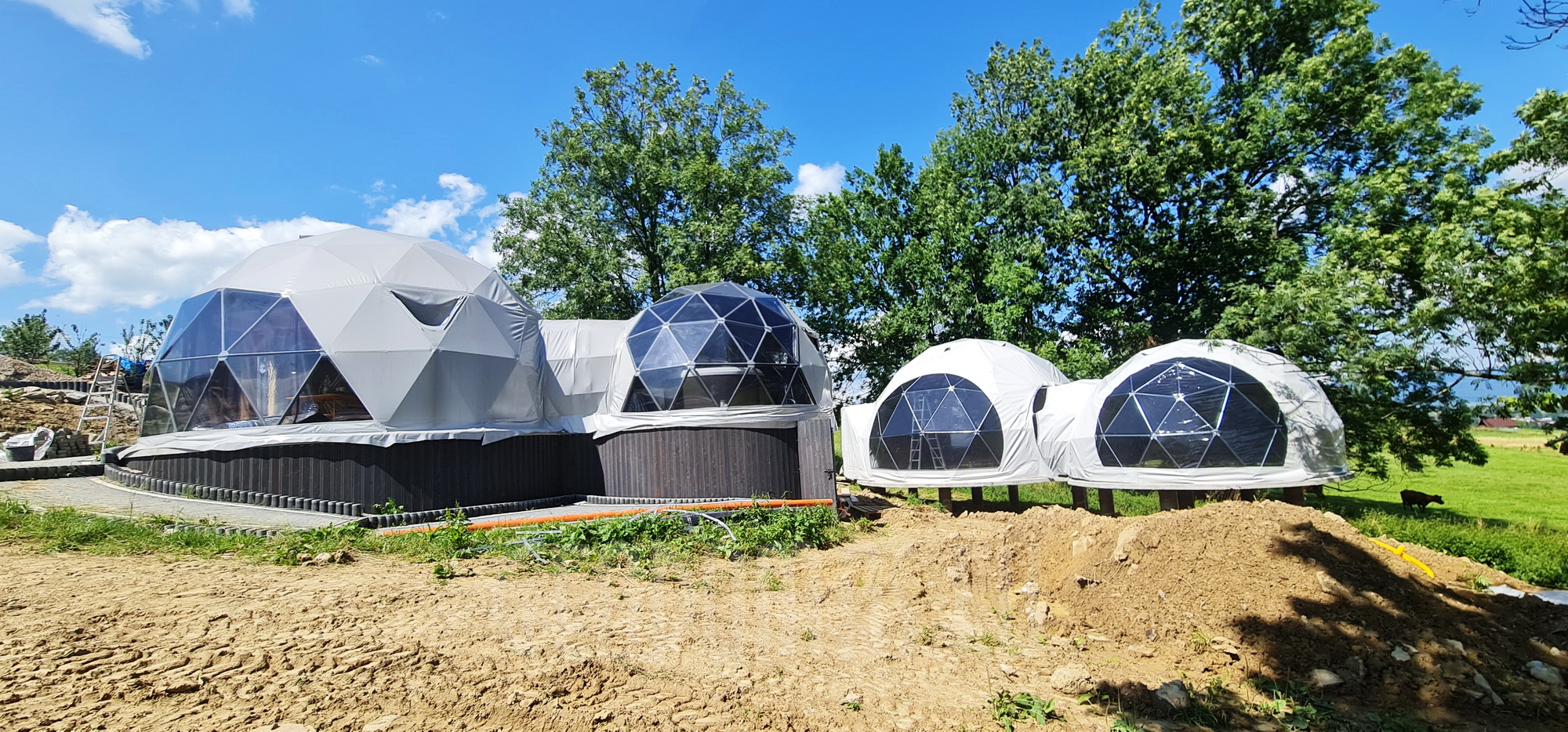 35m²+20m² Glamping SPA Kupolai Ø6,7m & Ø5m | Zakopanė, Lenkija