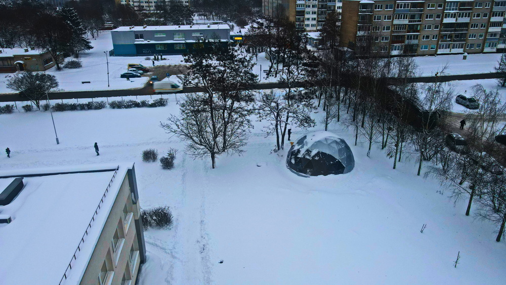 50m² Lauko Klasė Ø8m Kupolas | Vilniaus rajono Pagirių gimnazija